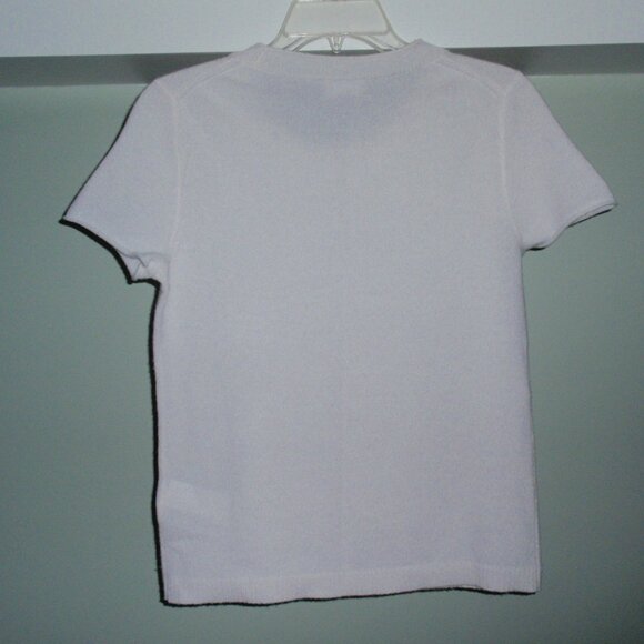 J.Crew 100% Cashmere Short Sleeve T-Shirt Women’s Ivory S White Soft Knit Tee - Picture 10 of 14